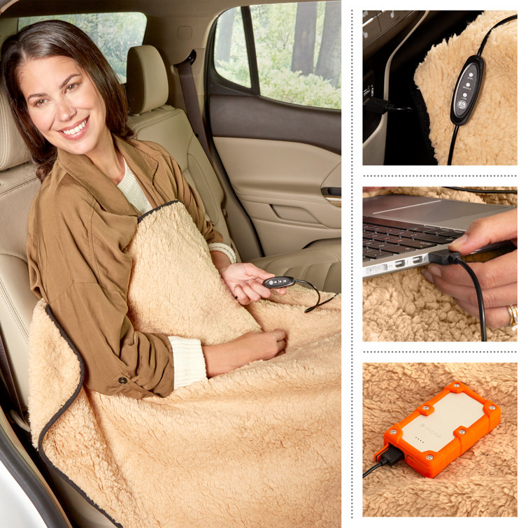 Stalwart Heated Blanket USB Powered Throw for Travel Home